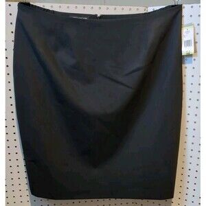 Jones New York Skirt 18W Platinum Black Stretch Slit Wool Blend